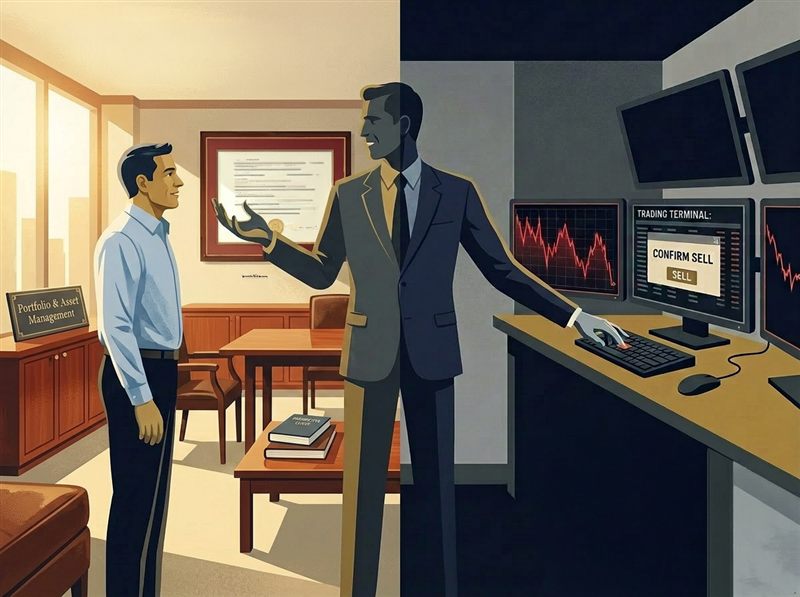 Fund manager with split loyalties, advising clients while trading for own account