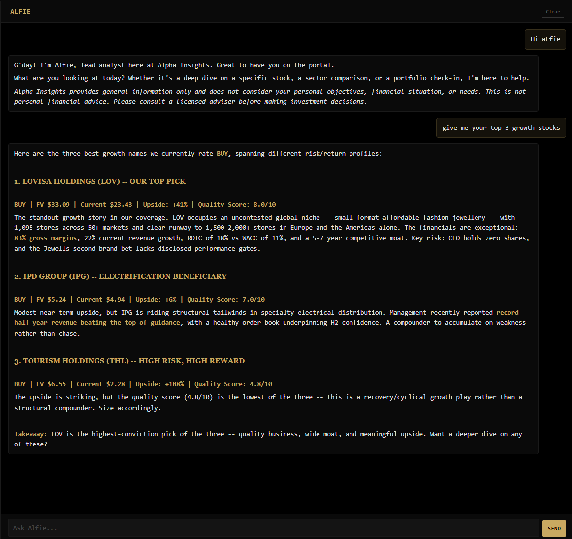 Alfie AI Research Analyst